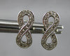 ESTATE .18CT DIAMOND 14KT WHITE GOLD 3D INFINITY FUN STUD EARRINGS