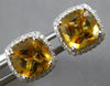 LARGE 3.93CT DIAMOND & AAA CITRINE 18KT WHITE GOLD CUSHION & ROUND STUD EARRINGS