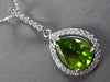 3.33CT DIAMOND & AAA PERIDOT 14KT WHITE GOLD PEAR SHAPE & ROUND FLOATING PENDANT