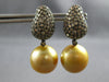 ESTATE LARGE 2.65CT MOCHA DIAMOND & AAA GOLDEN SOUTH SEA PEARL 18KT BLACK GOLD EARRINGS