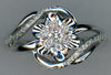 ESTATE .22CT DIAMOND 14KT WHITE GOLD 3D CLASSIC FLOWER CRISS CROSS FUN RING