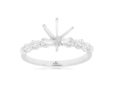 .42CT DIAMOND 14KT WHITE GOLD CLASSIC 7 STONE 6 PRONG SEMI MOUNT ENGAGEMENT RING