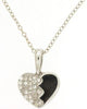 .12CT DIAMOND & AAA ONYX 14KT WHITE GOLD 3D BROKEN HEART LOVE FLOATING PENDANT