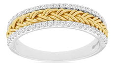 .26CT DIAMOND 14KT 2 TONE GOLD 3D ROPE SEMI ETERNITY WEDDING ANNIVERSARY RING
