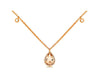 .77CT DIAMOND & AAA MORGANITE 14KT ROSE GOLD 3D PEAR SHAPE & ROUND HALO NECKLACE