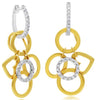 LARGE .22CT DIAMOND 14K 2 TONE GOLD 3D MULTI CIRCULAR LOVE KNOT HANGING EARRINGS