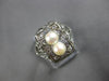 ANTIQUE .25CT OLD MINE DIAMOND & AAA SOUTH SEA PEARL 14KT WHITE GOLD RING #28167