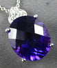 LARGE 4.02CT DIAMOND & AAA AMETHYST 14K WHITE GOLD OVAL & ROUND FLOATING PENDANT