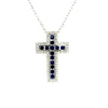 ESTATE 1.14CT DIAMOND & AAA SAPPHIRE 18KT WHITE GOLD 3D CROSS FLOATING PENDANT