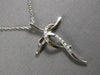 .26CT DIAMOND 14KT WHITE GOLD 3D DOUBLE SWIRL LOVE KNOT CROSS FLOATING PENDANT