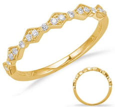 ESTATE .15CT DIAMOND 14KT YELLOW GOLD HEXAGON GEOMETRICAL FILIGREE MILGRAIN RING