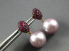 ESTATE AAA RUBY & AAA PINK SOUTH SEA PEARL 18KT ROSE GOLD OVAL HANGING EARRINGS