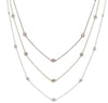 LARGE 2.10CT DIAMOND 14KT TRI COLOR GOLD 3 ROW CLASSIC BY THE YARD LOVE NECKLACE