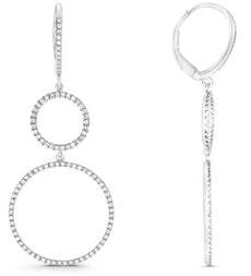 .60CT DIAMOND 14KT WHITE GOLD DOUBLE CIRCLE OF LIFE LEVERBACK HANGING EARRINGS