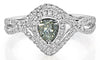 CERTIFIED .78CT WHITE & GRAY GREENISH DIAMOND 18KT WHITE GOLD 3D ENGAGEMENT RING