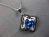LARGE 2.53CT WHITE & BLACK DIAMOND & BLUE TOPAZ 14KT WHITE GOLD CUSHION PENDANT