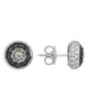 1.84CT WHITE BLACK & MOCHA DIAMOND 18K WHITE & BLACK GOLD FILIGREE STUD EARRINGS
