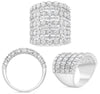 EXTRA LARGE 2.07CT DIAMOND 14KT WHITE GOLD ROUND MULTI ROW CLASSIC COCKTAIL RING