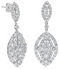 LARGE 3.89CT DIAMOND 18K WHITE GOLD FLOWER MARQUISE SHAPE OPEN FILIGREE EARRINGS