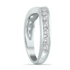ESTATE 1CT DIAMOND 14K WHITE GOLD ROUND CHANNEL V SHAPE WEDDING ANNIVERSARY RING