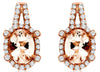 1.65CT DIAMOND & AAA MORGANITE 14KT ROSE GOLD 3D OVAL & ROUND HANGING EARRINGS