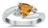 .78CT DIAMOND & AAA CITRINE 14KT WHITE GOLD TRILLION & ROUND CRISS CROSS RING