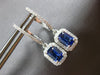 1.32CT DIAMOND & AAA SAPPHIRE 14KT WHITE GOLD EMERALD CUT HALO HANGING EARRINGS