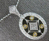 .43CT DIAMOND 18K 2 TONE GOLD 3D ROUND & PRINCESS FILIGREE OVAL FLOATING PENDANT