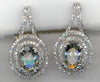 1.92CT DIAMOND & AAA GREEN AMETHYST 14KT WHITE GOLD DOUBLE HALO FLORAL EARRINGS