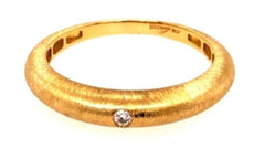 ESTATE .03CT DIAMOND 18KT YELLOW GOLD 3D SOLITAIRE ETOILE MATTE & SHINY FUN RING