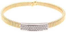 .70CT DIAMOND 18KT 2 TONE GOLD 3D 3 ROW RECTANGULAR SNAKE CUFF BANGLE BRACELET
