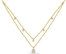 .67CT DIAMOND 14KT YELLOW GOLD DOUBLE STRAND TEAR DROP BY THE YARD LOVE NECKLACE