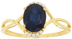 1.49CT DIAMOND & AAA SAPPHIRE 14KT YELLOW GOLD OVAL & ROUND INFINITY LOVE RING