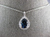 ESTATE LARGE 3.17CT DIAMOND & AAA SAPPHIRE 14KT WHITE GOLD HALO FLOATING PENDANT