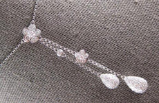 1.03CT DIAMOND 18KT WHITE GOLD DOUBLE TEAR DROP BY THE YARD LARIAT LOVE NECKLACE