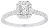 .35CT DIAMOND 14KT WHITE GOLD 3D ROUND & PRINCESS SQUARE HALO OCTAGON LOVE RING