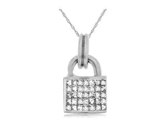 .52CT DIAMOND 14KT WHITE GOLD 3D PRINCESS INVISIBLE LOCK LOVE FLOATING PENDANT