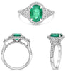 2.48CT DIAMOND & AAA EMERALD PLATINUM OVAL & TRILLION ROUND HALO ENGAGEMENT RING