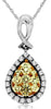 .61CT WHITE & FANCY YELLOW DIAMOND 14K 2 TONE GOLD 3D TEAR DROP FLOATING PENDANT