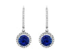 2.26CT DIAMOND & AAA TANZANITE 14KT WHITE GOLD ROUND LEVERBACK HANGING EARRINGS