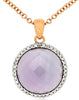 5.12CT DIAMOND & AAA AMETHYST 14KT WHITE & ROSE GOLD ROUND HALO FLOATING PENDANT