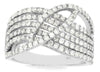 WIDE 1.35CT DIAMOND 14KT WHITE GOLD MULTI ROW CRISS CROSS LEAF ANNIVERSARY RING