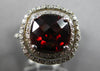 2.84CT DIAMOND & AAA GARNET 14KT WHITE GOLD CUSHION & ROUND DOUBLE HALO FUN RING