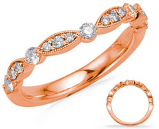 .35CT DIAMOND 14KT ROSE GOLD 3D ROUND & MARQUISE SHAPE V SHAPE ANNIVERSARY RING