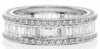 WIDE 2.94CT DIAMOND 18KT WHITE GOLD 3D ROUND & BAGUETTE 3 ROW ANNIVERSARY RING