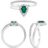.65CT DIAMOND & AAA EMERALD 14KT WHITE GOLD PEAR SHAPE & ROUND DOUBLE BAND RING