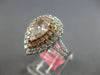 LARGE GIA 2.25CT WHITE & PINK DIAMOND 18K WHITE & ROSE GOLD HALO ENGAGEMENT RING