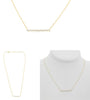 .22CT DIAMOND 14KT YELLOW GOLD ROUND & BAGUETTE DIAGONAL ADJUSTABLE BAR NECKLACE