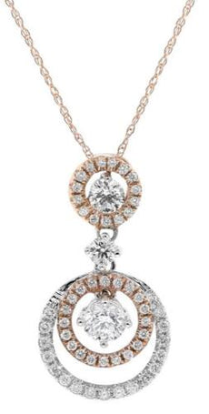 .99CT DIAMOND 14KT WHITE & ROSE GOLD CLASSIC CIRCLE OF LIFE FUN FLOATING PENDANT