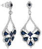 3.01CT DIAMOND & AAA SAPPHIRE 14KT WHITE GOLD 3D ROUND & PEAR SHAPE FUN EARRINGS